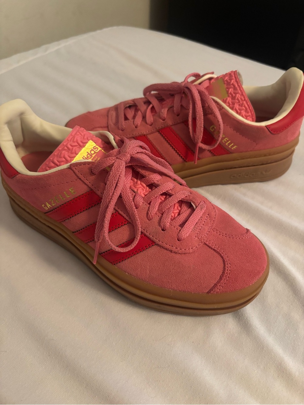 adidas Women’s Pink and Red Suede Sneakers with Gum Sole